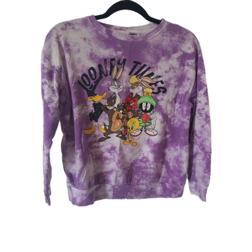 Looney Tunes Sweatshirt Size M Tie Dye Donald Tweety Bugs Bunny Martian‎ Taz